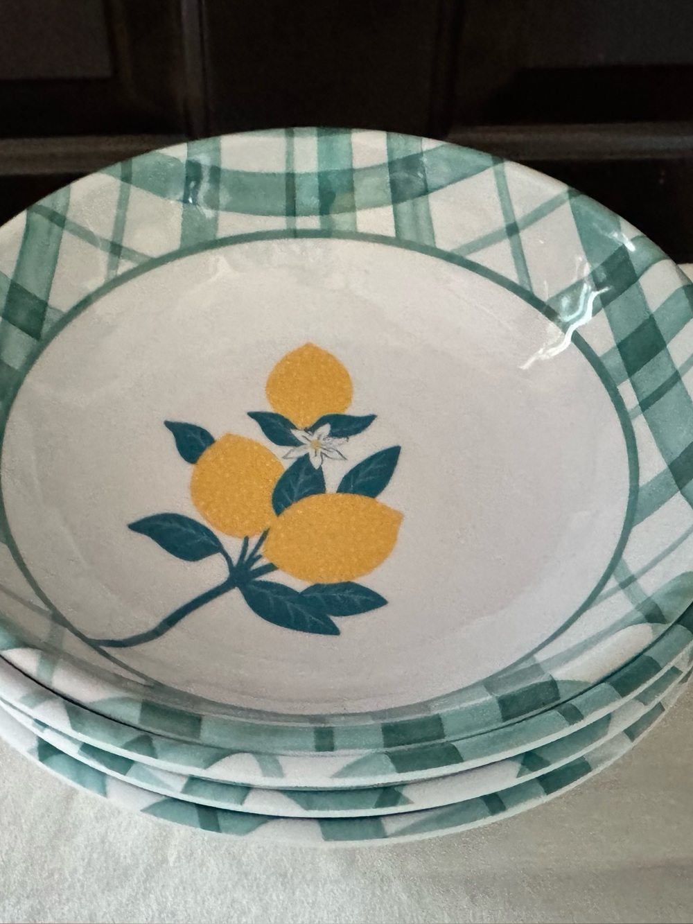 Green Plaid Melamine Lemon Serving Bowl - Brand Unspecified